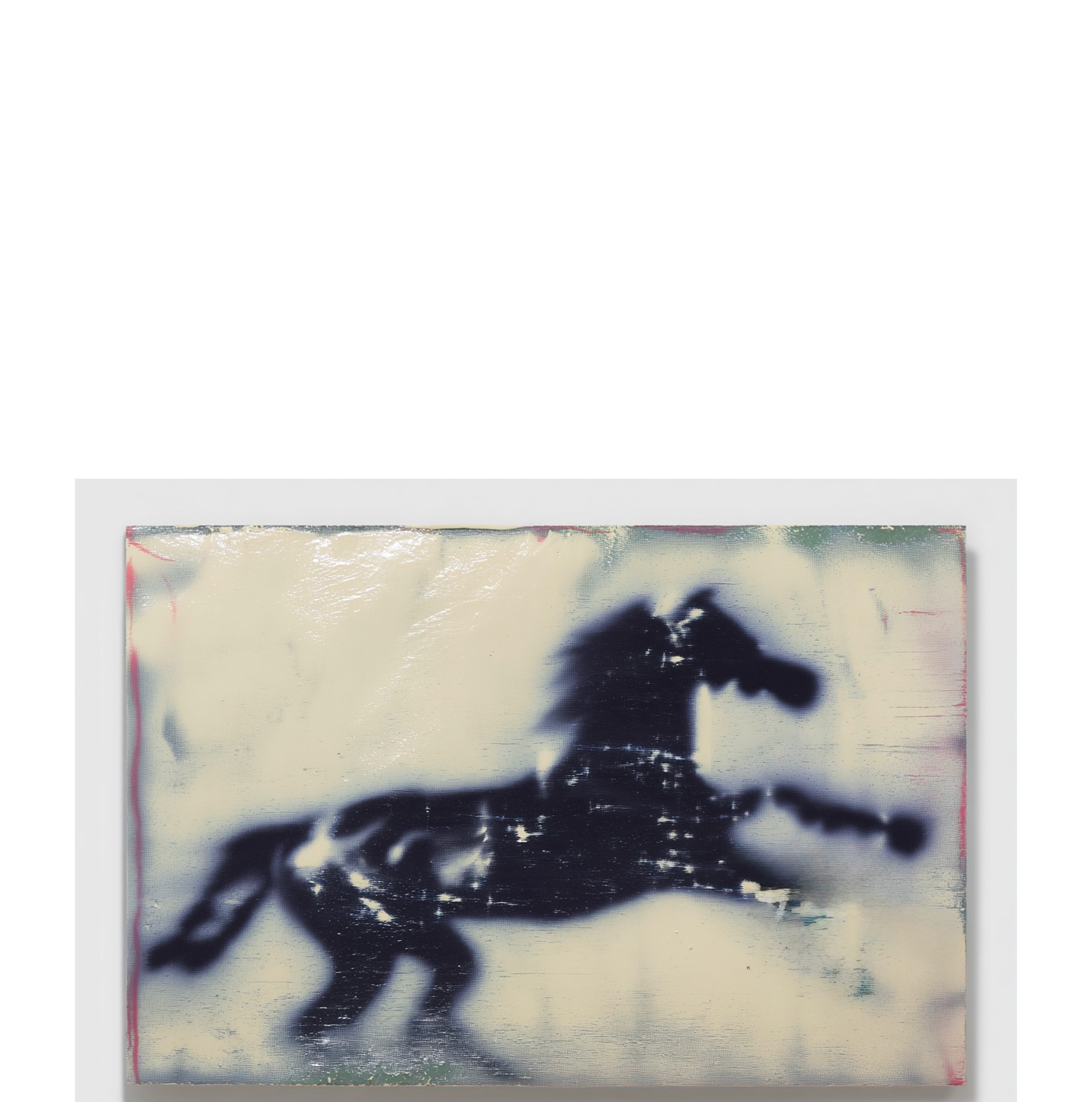 Untitled (Horse IV, Japan), Acrylic, crayon + oil stick on canvas, 20 x 30 in. By Caroline Ridings.